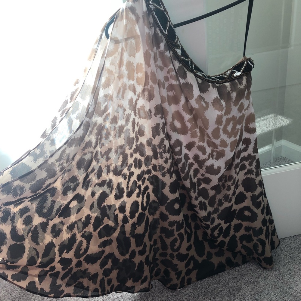 Bebe one shoulder leopard dress XXS